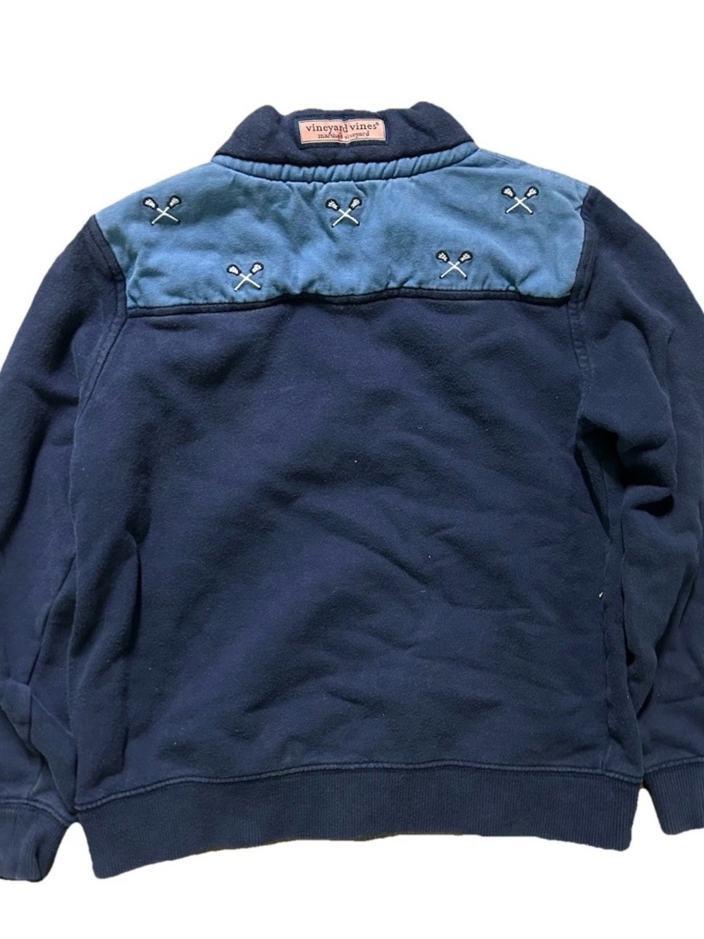 Boys Vineyard Vines Navy Blue 1/4 Zip Pullover Lacrosse Size Small (8-10) - Picture 3 of 4